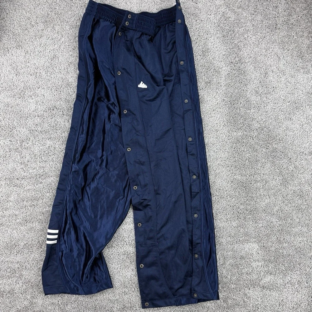VTG Y2K Adidas Track Pants L Navy Dazzle Tear Away Wide Leg Warm Up